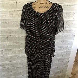 One-piece overlay multi-colored polka dot dress